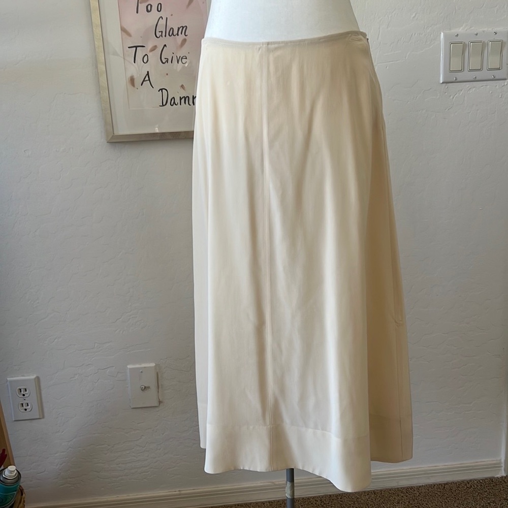 Eileen Fisher Cream 100% Silk Midi Skirt